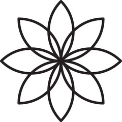 Fototapeta premium Abstract eight petal flower logo illustration in trendy and minimal style