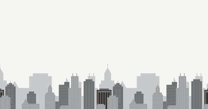 cute little cartoon gray urban building background animation under the screen