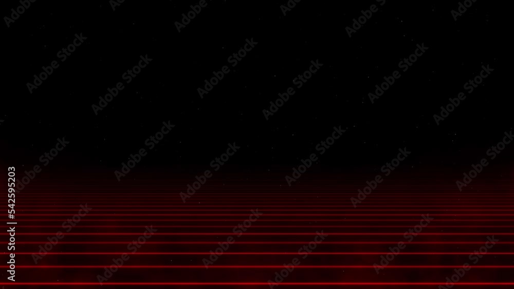 Poster infinity perspective of laser horizontal red lines. retrowave, synthwave looped animation of perspec
