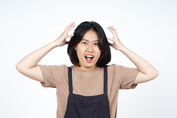 Angry Gesture of Beautiful Asian Woman Isolated On White Background