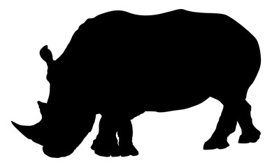 Rhino Silhouette for Logo, Pictogram, Website, Art Illustration or Graphic Design Element. Vector Illustration