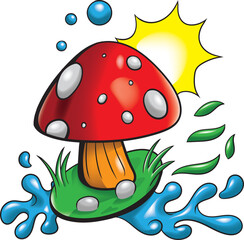 Drawing vectors agaric mushroom