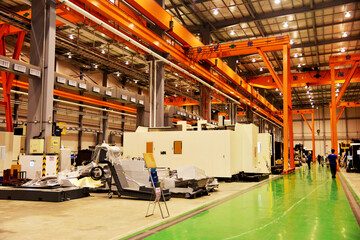 最新の工作機械の組立工場。