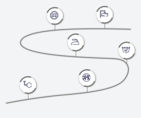 infographic element with swimming pool rules outline icons. included rectangular, swings, iron low, null, shield, chasing prohibited vector.