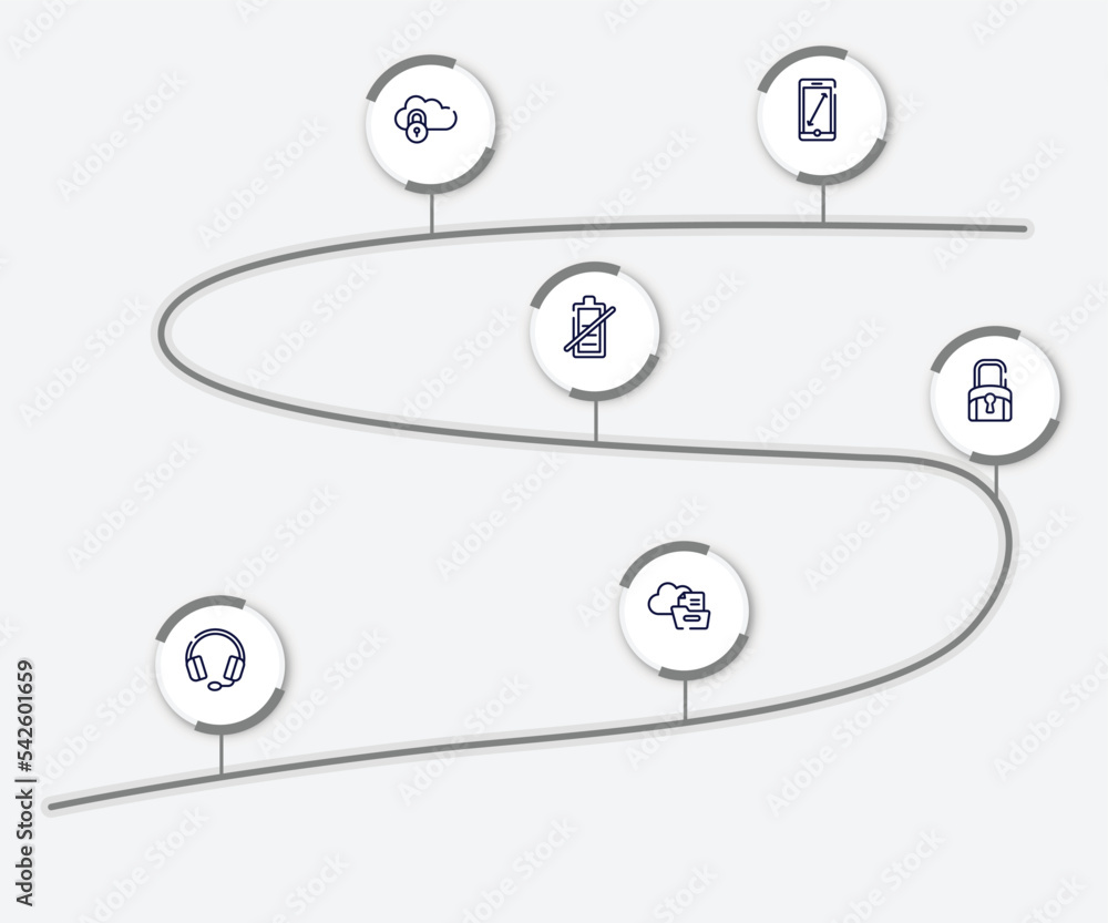 Poster infographic element with cloud computing outline icons. included scale screen, password of internet,
