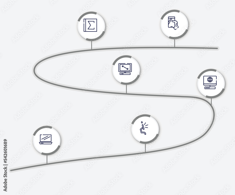 Poster infographic element with modern screen outline icons. included phone in a hand, spreadsheet with sum