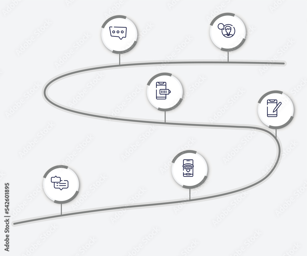 Poster infographic element with communication and media outline icons. included man with speech bubble, thr