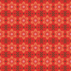 Retro vintage Chinese traditional pattern seamless background star cross flower geometry check