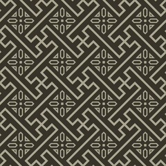 Retro vintage Chinese traditional pattern seamless background geometry spiral cross polygon triangle tracery frame line