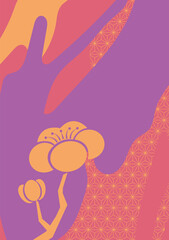 Japanese orietanl style vintage geometry background image nature plant flower