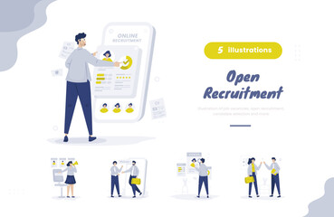 Fototapeta na wymiar Open recruitment illustration bundle pack
