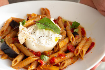 pasta with cheese and eggplant