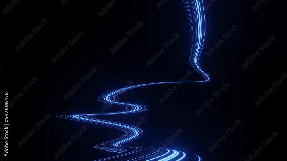 Aufkleber 3d render motion line of speed and power or light trails. high-speed light with curve movement beam.