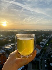 glass of tea from seventeenth floor view