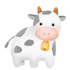 Cow watercolor handdrawn.