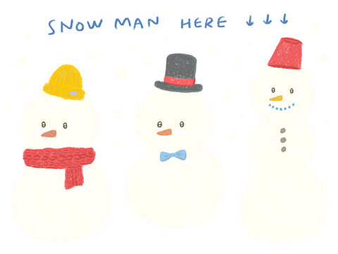 Two- and three-tiered snowman Simple and pop cute hand-drawn illustration / 2段と3段の雪だるま シンプルでポップなかわいい手描きイラスト