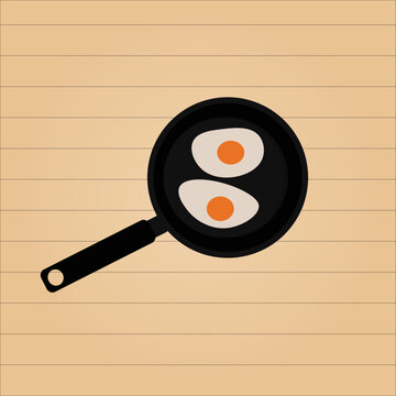 frying pan with eggs vector design images