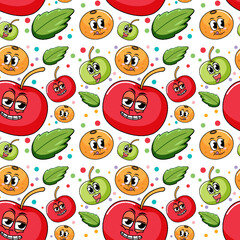 Different fruit cartoon character seamless pattern