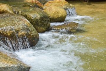 Naklejka na ściany i meble Big rocks stone and waterfalls in southern Thailand travel.