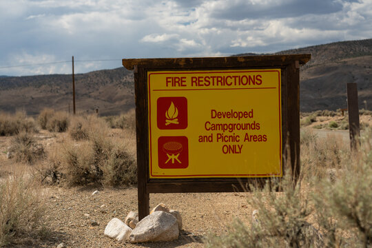 Fire Restrictions Sign Posted During High Fire Danger 