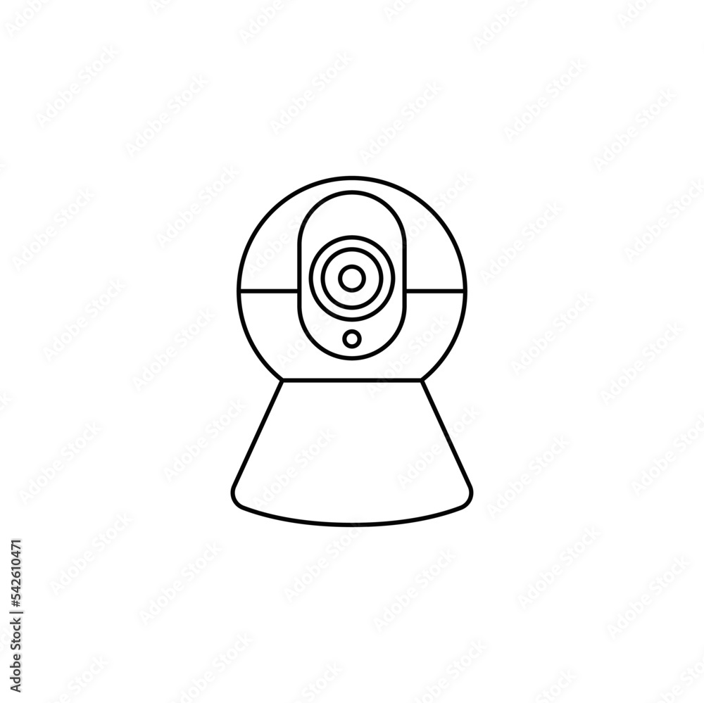 Poster web cam, ip camera icon in line style icon, isolated on white background