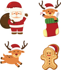 christmas set on white background vector illustration