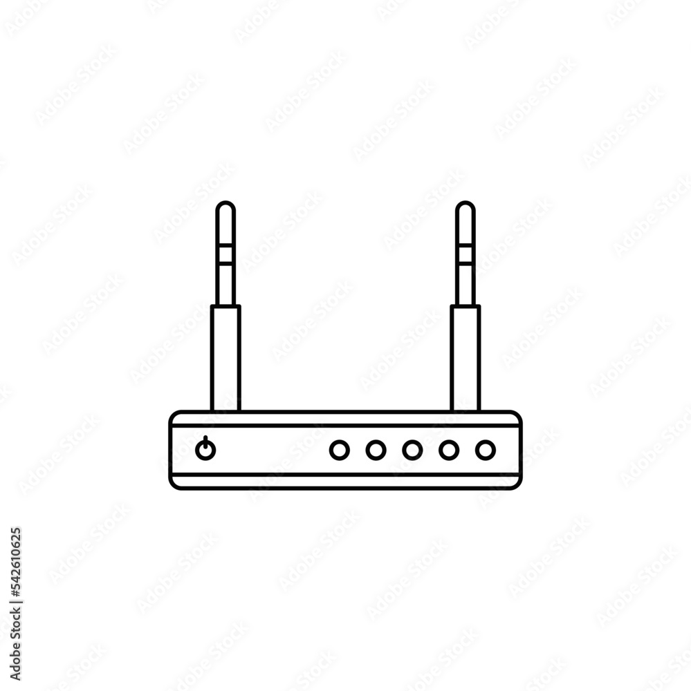 Poster wifi router icon in line style icon, isolated on white background
