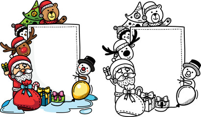 Hand drawn santa claus sign template.happy new year and merry christmas  illustration vector