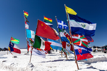Flags at Salar de Uyuni