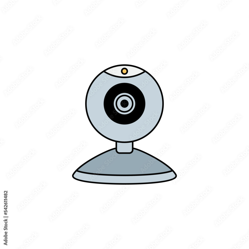 Poster web camera icon in color, isolated on white background