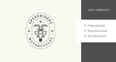 Vintage motorcycle racing border logo design template speed adrenaline driving community vector