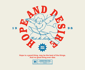 Vintage illustration of cupid Angel t shirt design, vector graphic, typographic poster or tshirts street wear and Urban style