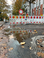 baustelle, gesperrt, weg, asphalt, 