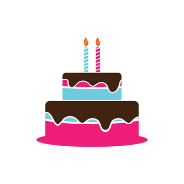 birthday cake logo design vector illustration