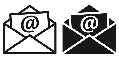 ofvs208 OutlineFilledVectorSign ofvs - email concept vector icon . isolated transparent . open email address . newsletter sign . contact us . black outline and filled version . AI 10 / EPS 10 . g11548