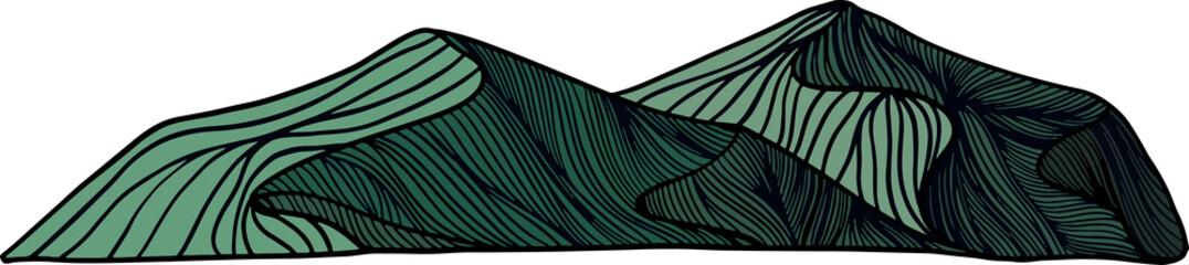 Lined Hand drawn illustration of mountain.