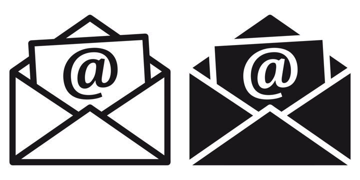 ofvs208 OutlineFilledVectorSign ofvs - email concept vector icon . isolated transparent . open email address . newsletter sign . contact us . black outline and filled version . AI 10 / EPS 10 . g11548