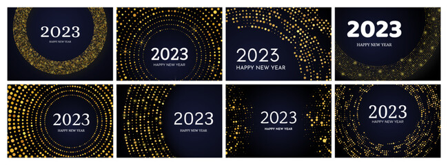 2023 Happy New Year of gold glitter pattern