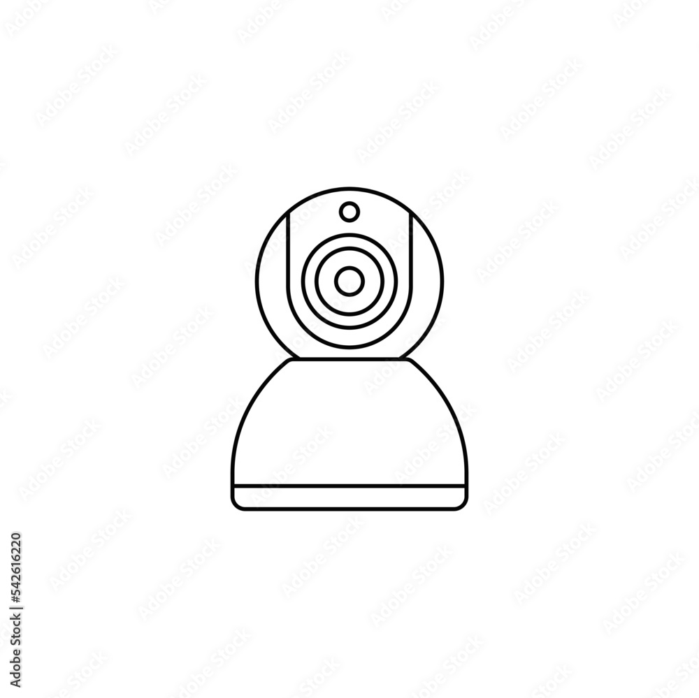 Poster web cam, ip camera icon in line style icon, isolated on white background