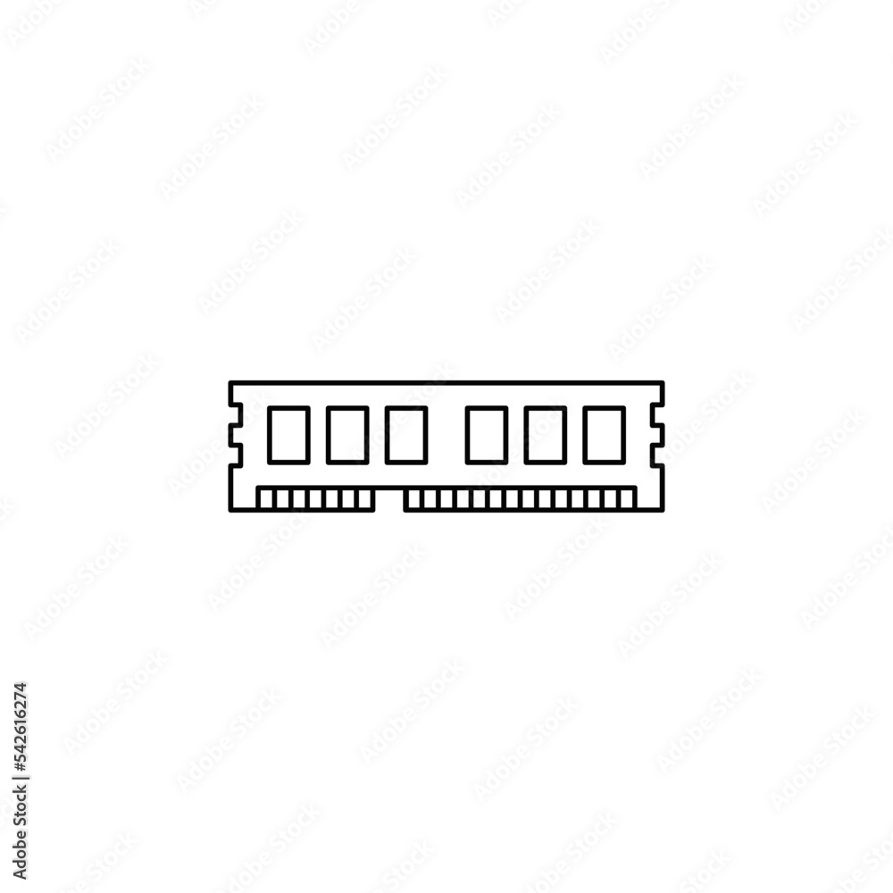 Poster ram, random access memory icon in line style icon, isolated on white background