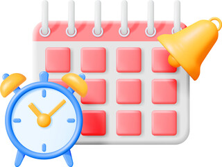 3D Calendar with Clock and Bell Alert