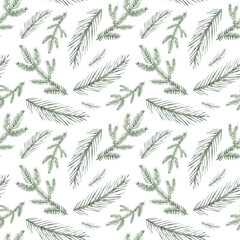 Winter watercolor seamless pattern. Perfect for your design, postcards, packaging and textiles.