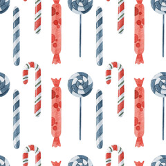 New Year's watercolor seamless pattern. Perfect for your design, textiles, postcards and packaging.