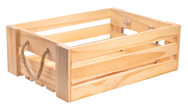 Wooden crate basket isolated on white background, Wooden box on white background PNG File.