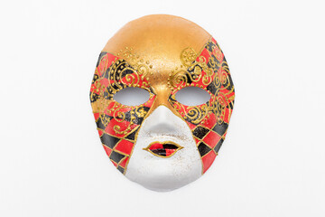 Carnival face masks on a white background
