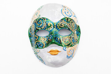 Carnival face masks on a white background