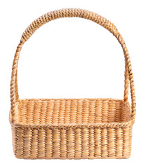 Bamboo basket isolated on white background, Wooden basket on white background PNG File.