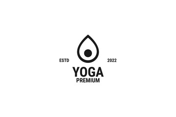 Drop water yoga logo design vector illustration