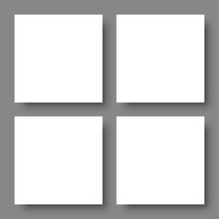 Fototapeta na wymiar Blank white square banners on gray background with shadow, design element