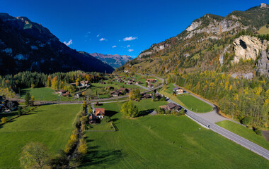 The small city of Mitholz in the Kandertal in the Bernese Alps in Switzerland
